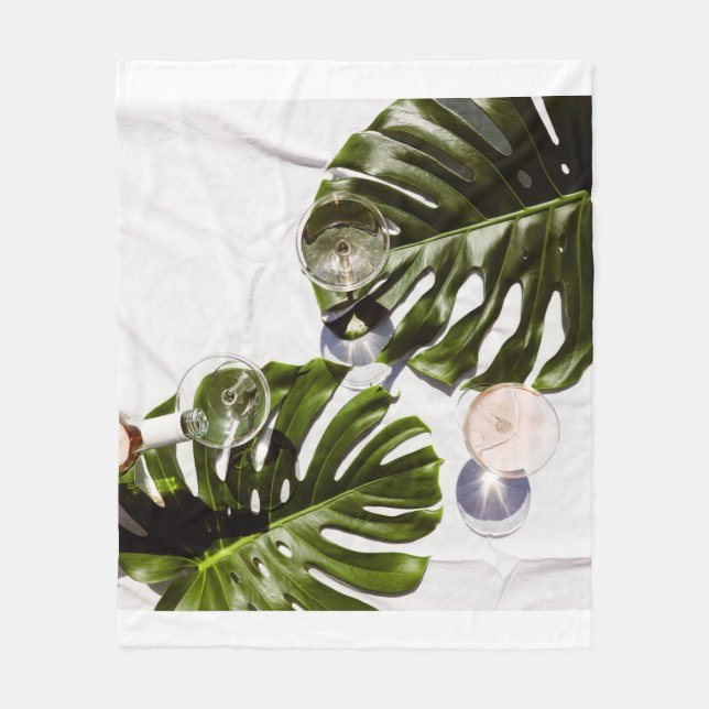 White wine on glasses fleece blanket (Front)