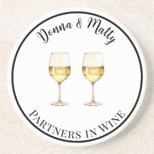 White Wine Partners in Wine Drink Coaster