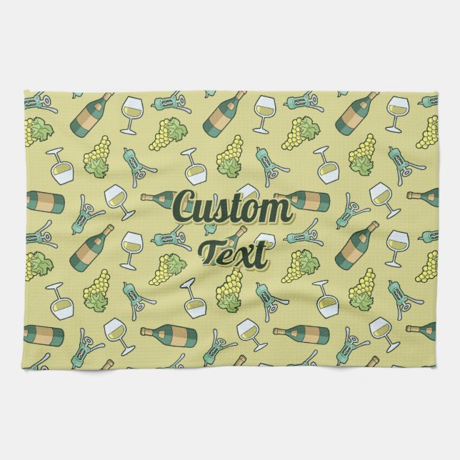 White Wine Pattern Kitchen Towel (Horizontal)