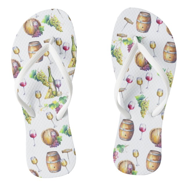 White Wine Red Vineyard Wine Tasting Flip Flops (Footbed)