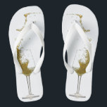 White Wine Splash Glass Wedding Wine Tasting Flip Flops<br><div class="desc">This design was created through digital art. It may be personalised by clicking the customise button and changing the colour, adding a name, initials or your favourite words. Contact me at colorflowcreations@gmail.com if you with to have this design on another product. Purchase my original abstract acrylic painting for sale at...</div>