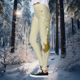 White Wine Splashed Celebration Wedding Leggings
