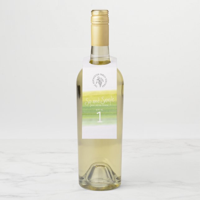 White wine tasting bottle number tags (On Bottle)