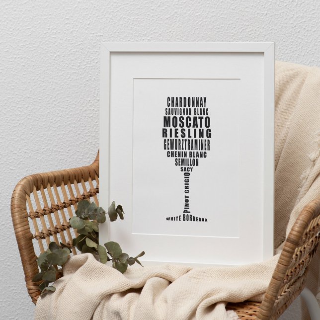White Wine Typography Art in black and white Poster (Creator Uploaded)