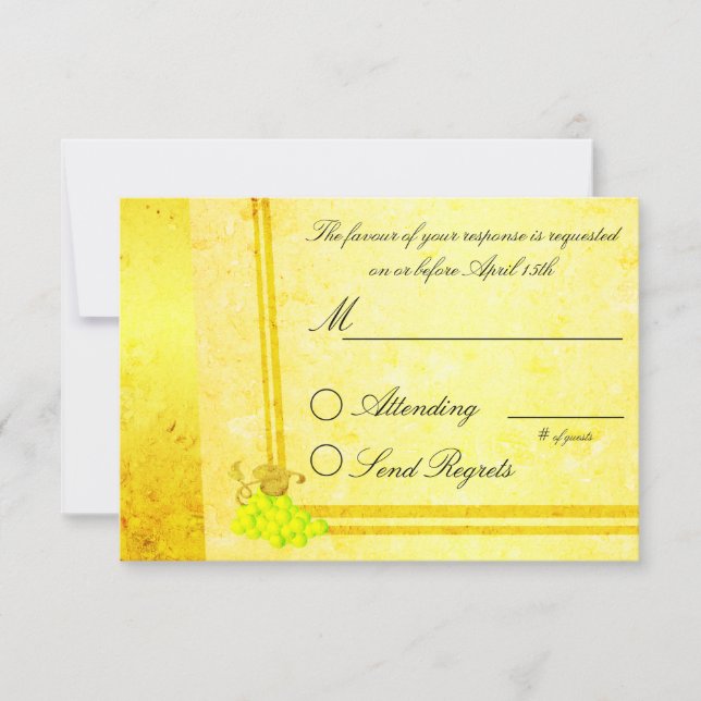 White Wine Vintage Wedding RSVP Card (Front)