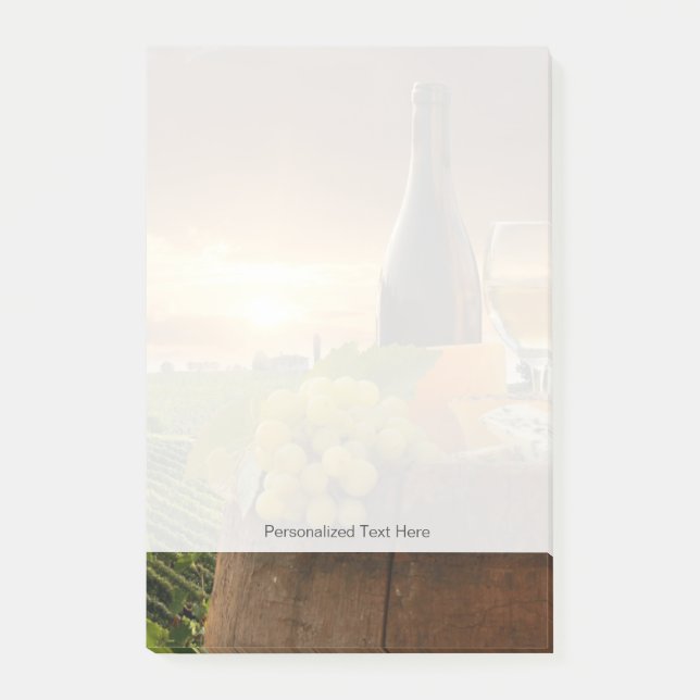 White Wine With Barrel On Vineyard In Chianti Post-it Notes (Front)