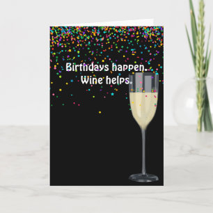 white wine with birthday confetti card