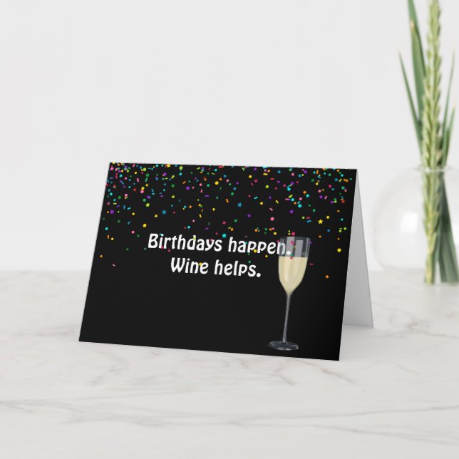 white wine with birthday confetti card (Front)