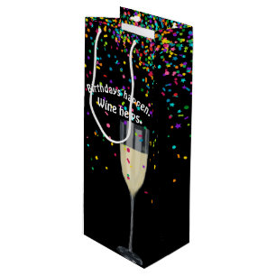 white wine with birthday confetti wine gift bag