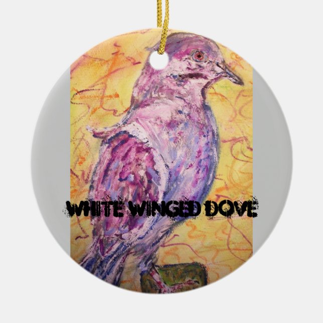 White-winged Dove art Ceramic Tree Decoration (Front)