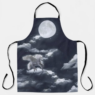 White winged horse flying in the sky with full moo apron