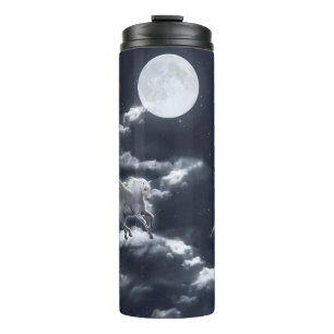 White winged horse flying in the sky with full moo thermal tumbler