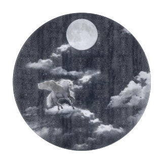 White winged horse: moonlit sky. cutting board