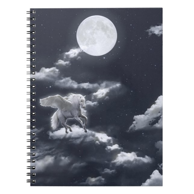 White winged horse: moonlit sky. notebook (Front)