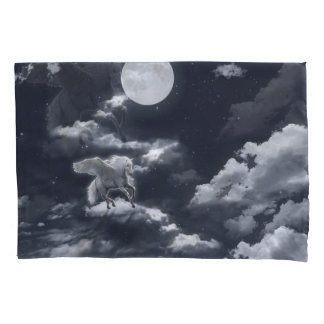 White winged horse: moonlit sky. pillowcase