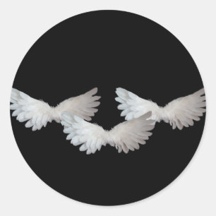 White Wings Round Sticker