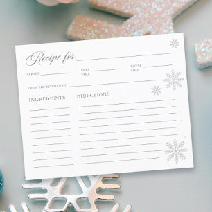 White Winter Bridal Shower Recipe Card
