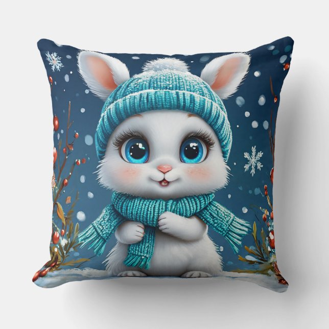 ❄️ White Winter Bunny Cosy Decor Gift 🐰 Cushion (Front)