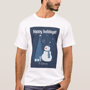 White Winter Christmas Gift Ideas Vintage Blue T-Shirt