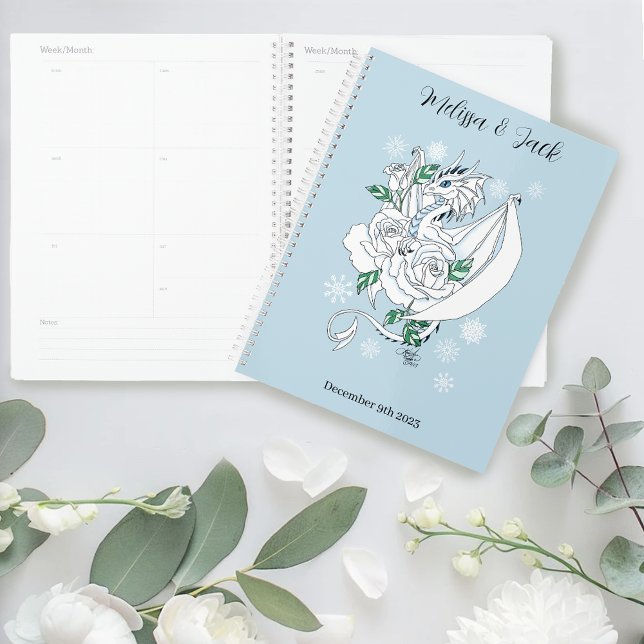 White Winter Dragon Snowflake Blue Wedding Planner (Creator Uploaded)