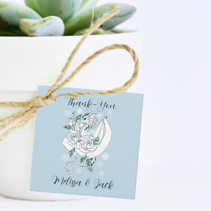 White Winter Dragon Snowflakes Blue Favour Tags