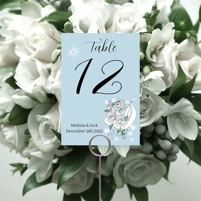 White Winter Dragon Snowflakes Blue Table Number (Creator Uploaded)