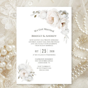 White Winter Floral Wedding Reception Invitation