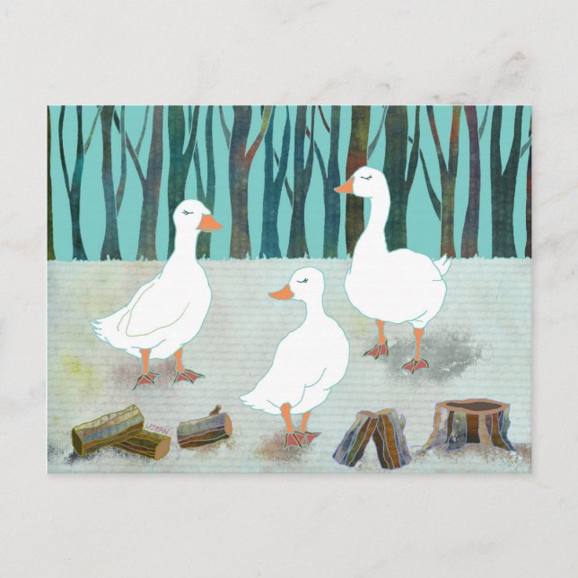 White Winter Geese Postcard (Front)