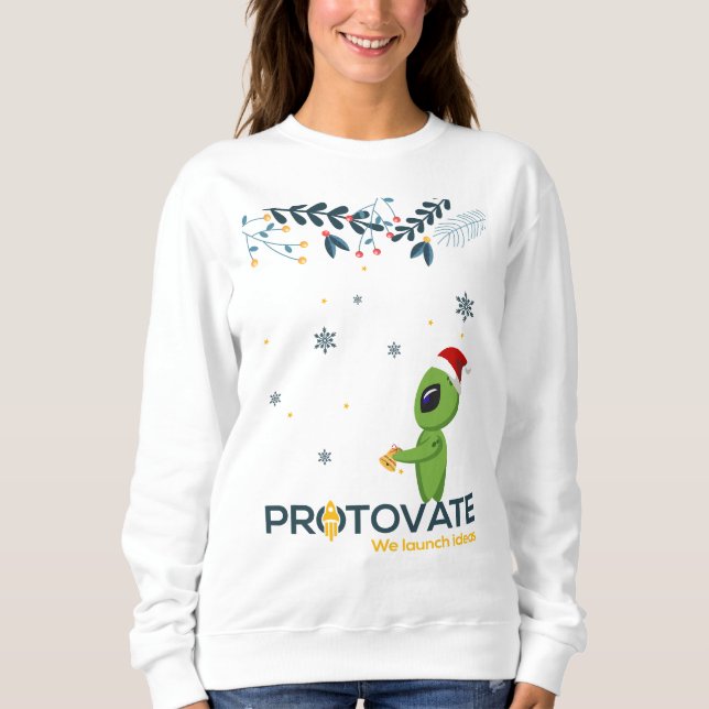 White Winter Greenie Protovate Logo Sweatshirt (Front)
