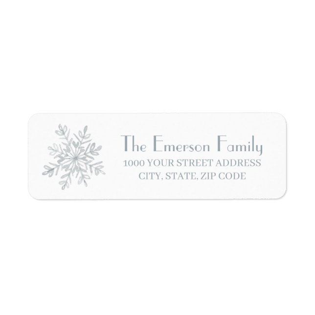 White Winter Holiday Snowflakes Return Address (Front)