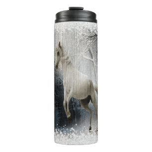 White Winter Horse In Mountain Forest  Thermal Tumbler