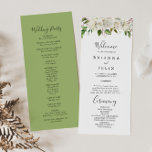 White Winter Peony Floral Wedding Program Programme<br><div class="desc">This white winter peony floral wedding program is perfect for a simple wedding. The design features beautiful hand-drawn white peonies bunched into neat bouquets with burgundy buds and green leaves.</div>