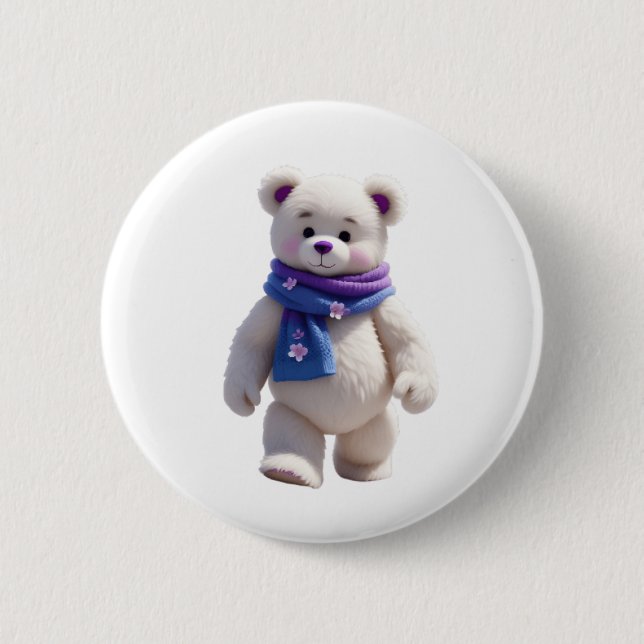 white winter snow white mountain snow covered tree 6 cm round badge (Front)