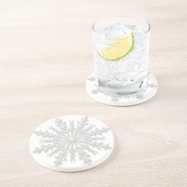 White Winter Snowflake Coaster (Side)