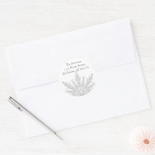 White Winter Snowflake Return Address Classic Round Sticker