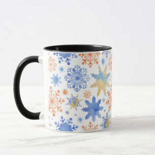 White Winter Snowflakes Watercolor Pattern Mug