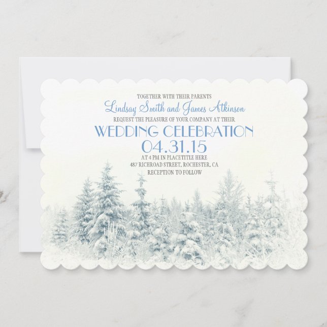 White winter wedding invitation (Front)