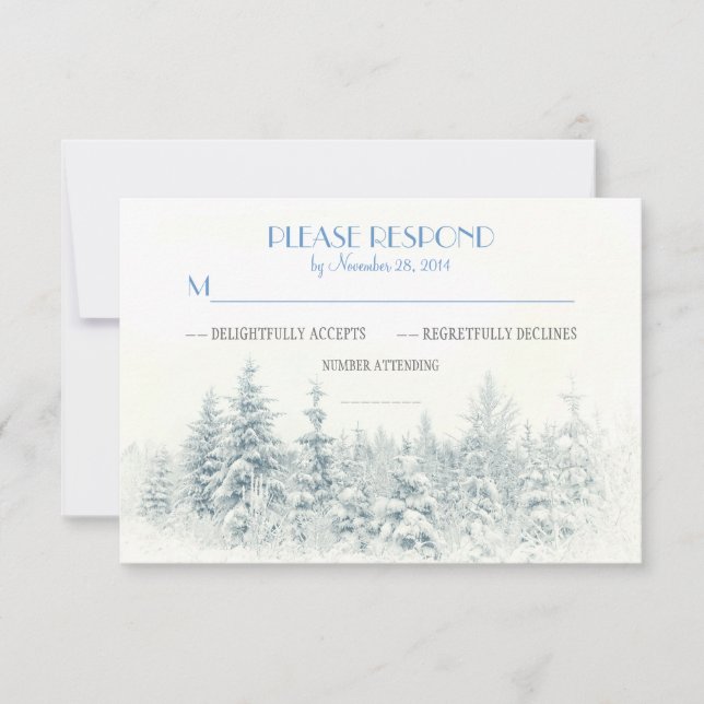 White winter wedding RSVP cards (Front)