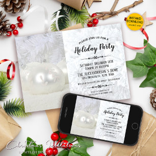 White Winter Wonderland Holiday Party Invitation