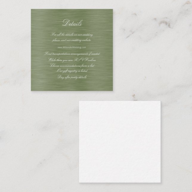 White Winterberry Green Leaf Gold Ribbon Details  Enclosure Card (Front/Back)
