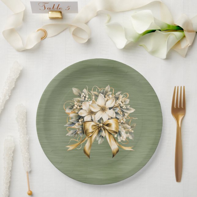 White Winterberry Invitation Set Paper Plate (Wedding)