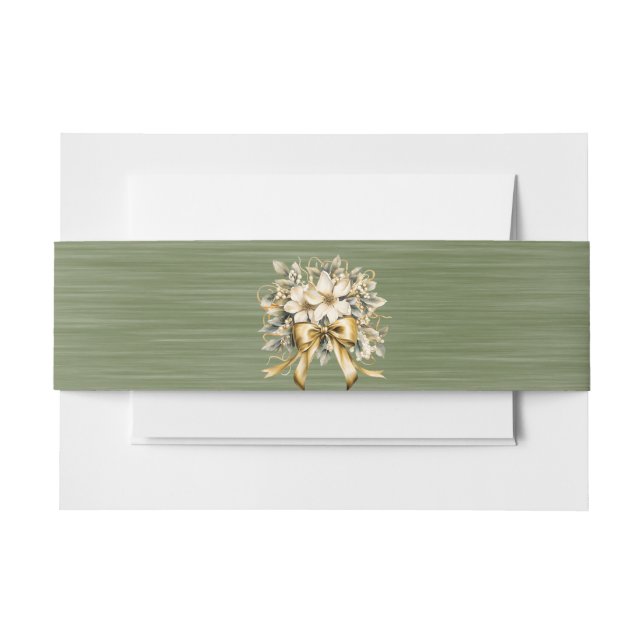 White Winterberry Wedding Invitation Belly Band (Front Example)