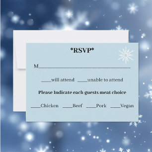 White WinterDragon Snowflakes Blue RSVP Card
