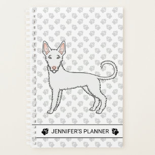 White Wire Haired Ibizan Hound Cartoon Dog & Text Planner