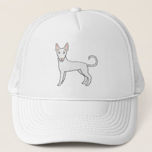 White Wire Haired Ibizan Hound Cute Cartoon Dog Trucker Hat