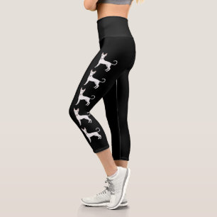 White Wire Haired Ibizan Hound Cute Cartoon Dogs Capri Leggings