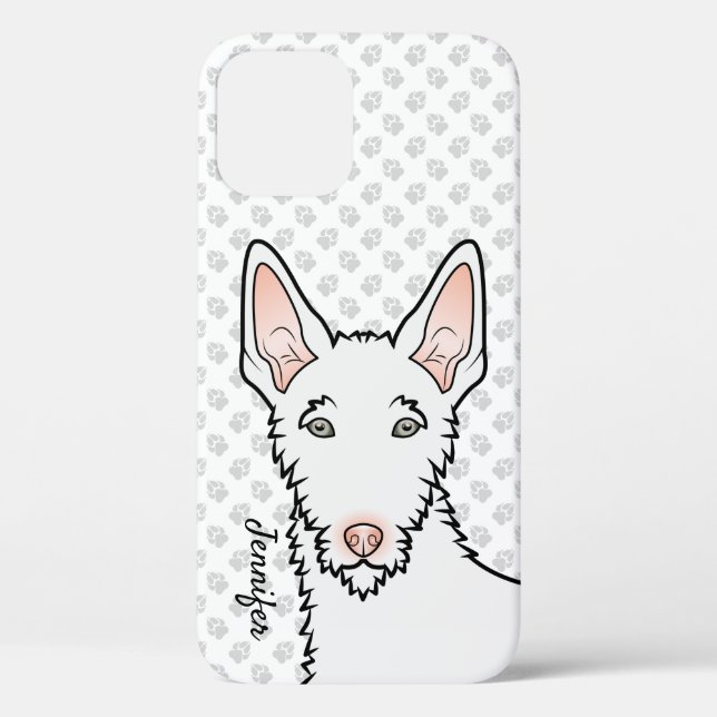 White Wire Haired Ibizan Hound Dog Head & Name Case-Mate iPhone Case (Back)
