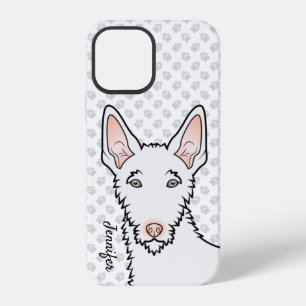 White Wire Haired Ibizan Hound Dog Head & Name iPhone 12 Case