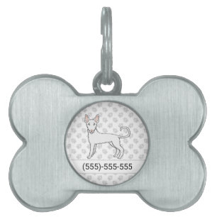 White Wire Haired Ibizan Hound Dog & Number Pet ID Tag