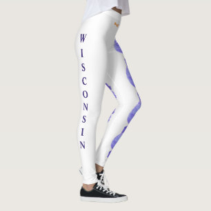 White Wisconsin State Flower Wood Violet Leggings